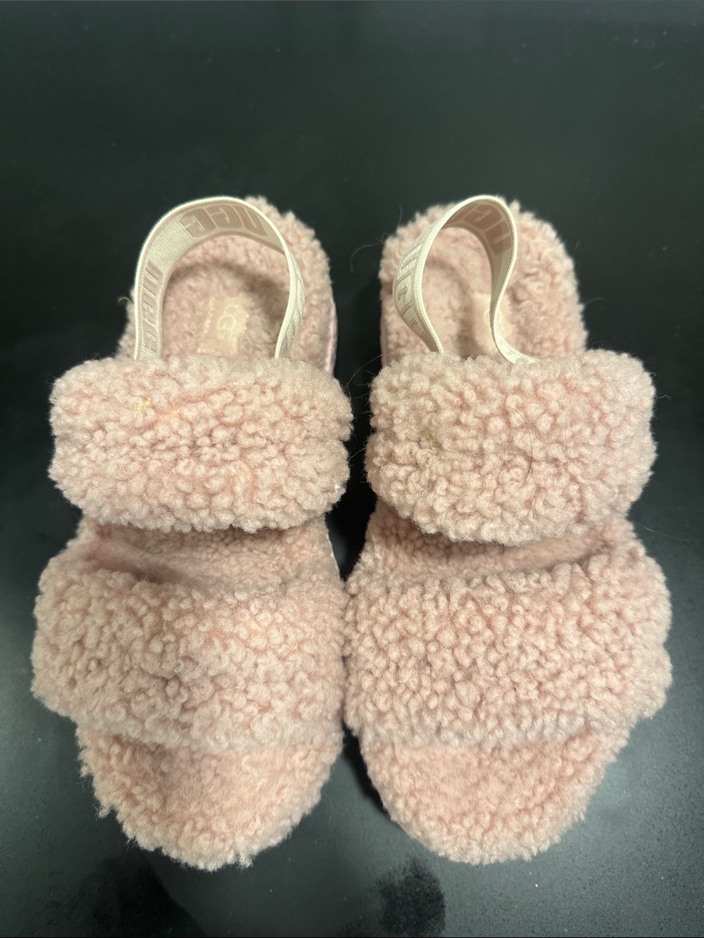 UGG Blush Pink Sherpa Strap Slides